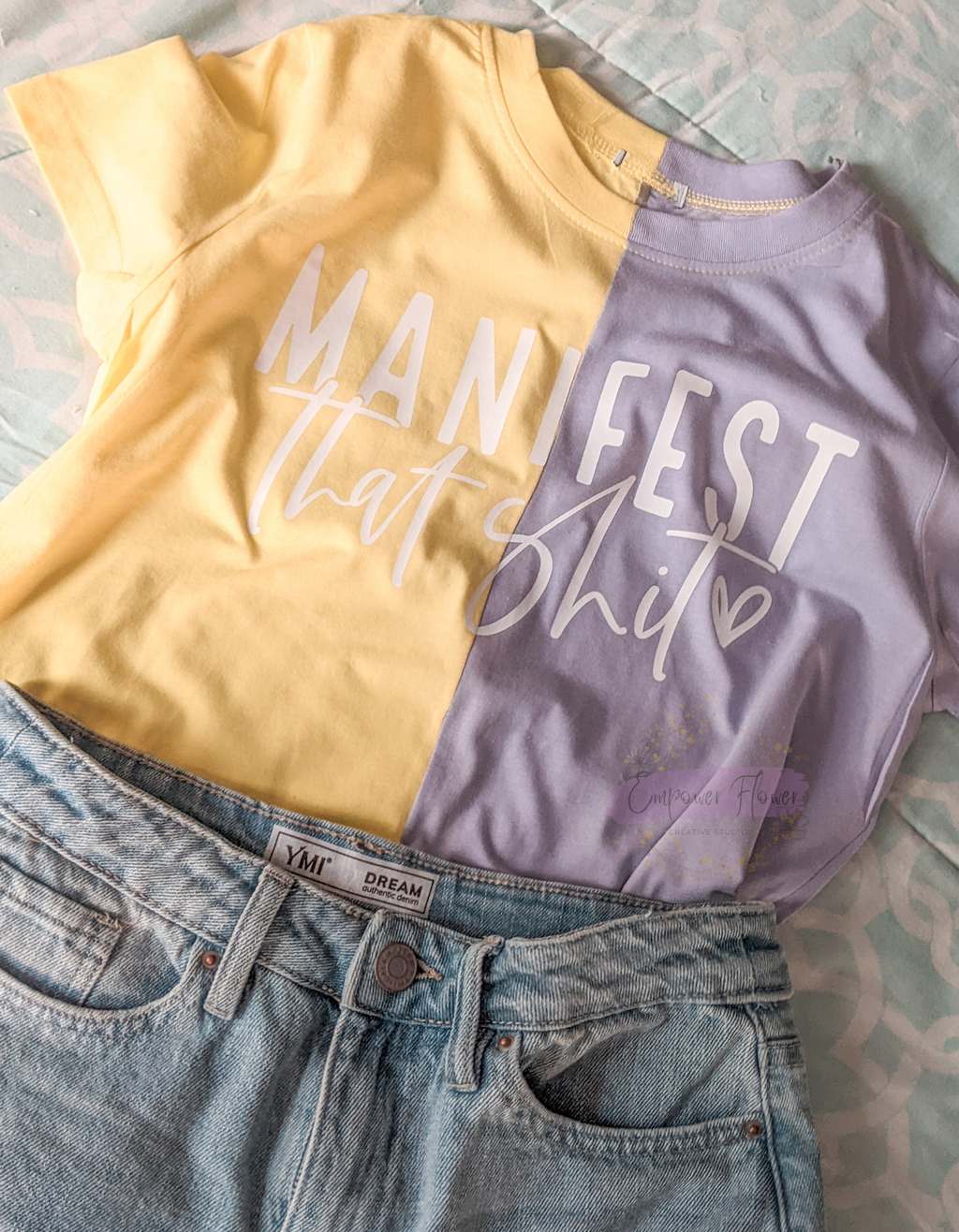 Manifest That Sh*t Duo Tone Croptop Tee