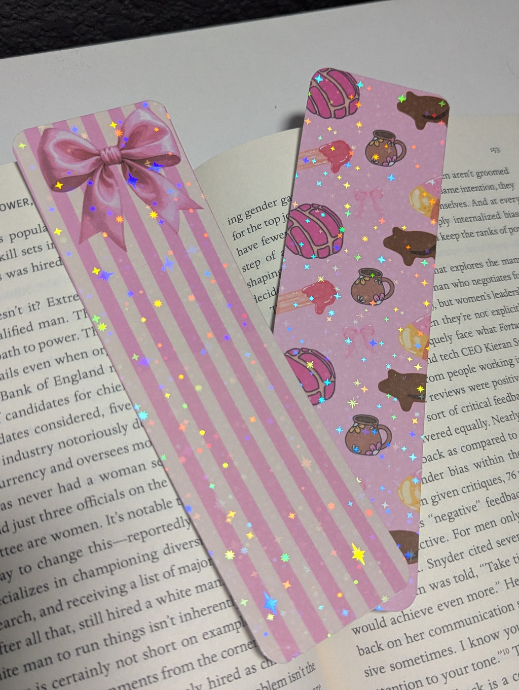 Pink Bow Striped Bookmark