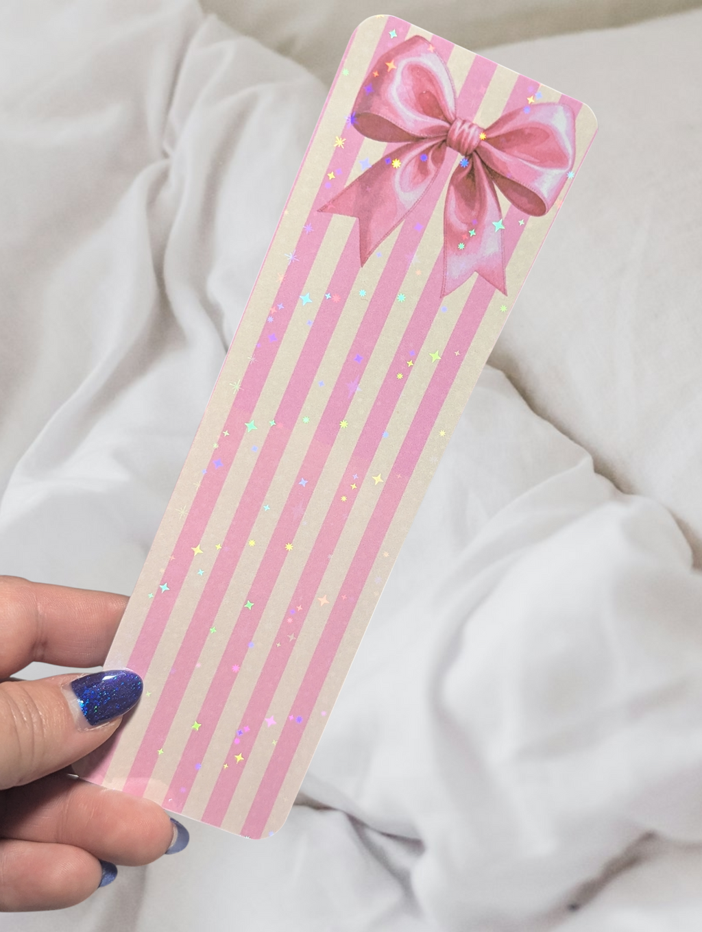 Pink Bow Striped Bookmark