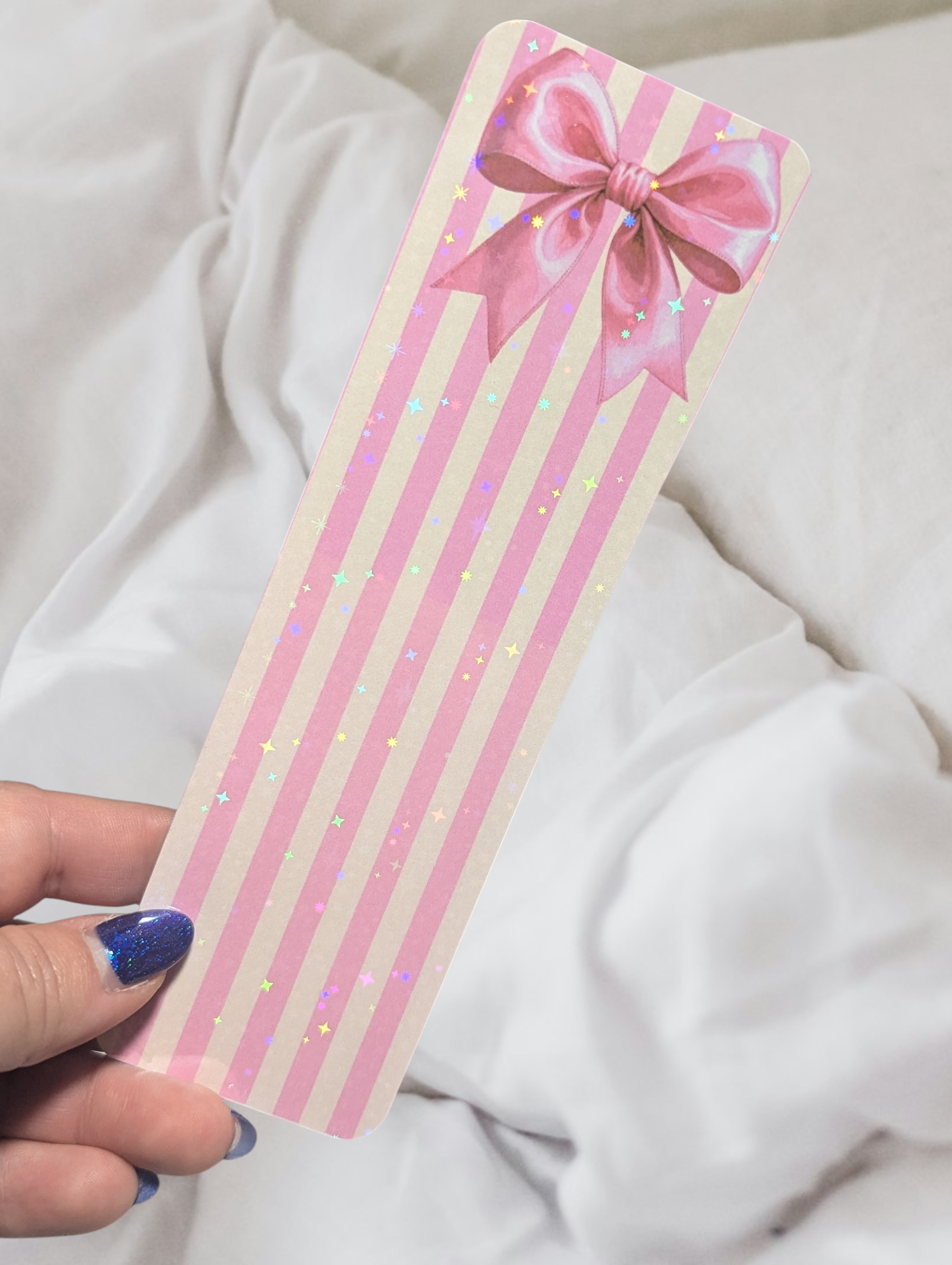 Pink Bow Striped Bookmark